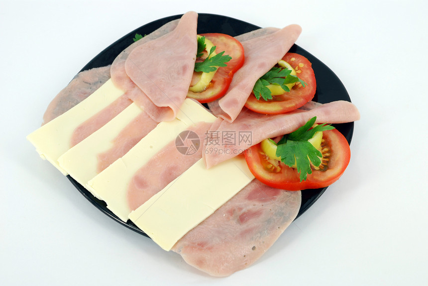 Salami奶酪和番茄餐饮图片