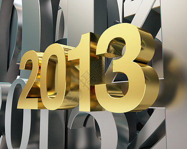 2013年黄金年渲染反射金子黄色新年金属背景图片