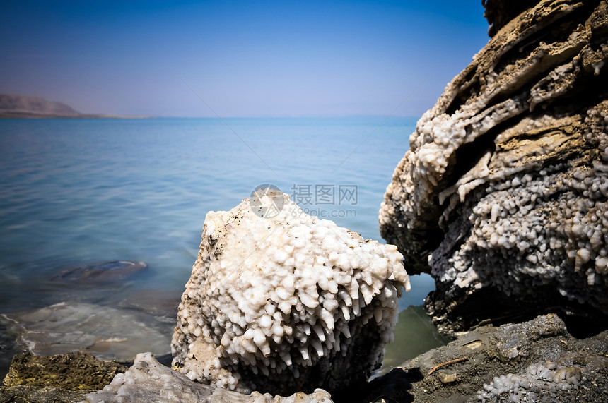 水晶盐死海矿物游客温泉岩石海景游泳治疗支撑药品图片