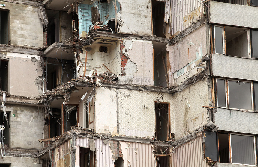 被摧毁的建筑场景地震损害情况建造城市建筑学住宅废墟拆除图片