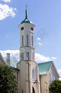 弗雷德里克斯堡县法院大楼的Steple蓝色白色天空遗产建筑城市历史晴天建筑学历史性背景