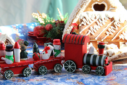 圣诞节烤甜屋和玩具背景图片