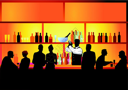 夜酒吧天赋绅士饮料男人工艺顾客典当眼镜女士调酒师高清图片