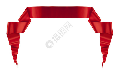 优雅的红丝带横幅收藏控制板乐队曲线标签滚动徽章艺术丝绸背景图片