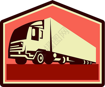 货柜车集装箱卡车和拖车火焰回收器插画