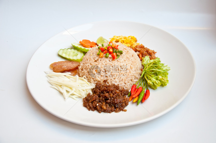 泰国美味的食品 叫猪肉黄瓜食物美食摄影水平辣椒图片