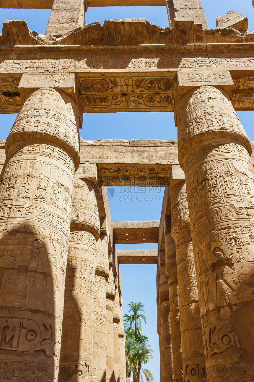 埃及卡纳克寺庙古老废墟雕刻上帝文化旅游旅行人面狮身古董纪念碑发掘图片