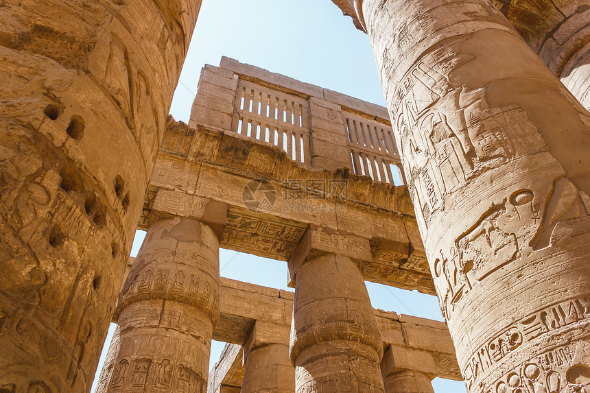 埃及卡纳克寺庙古老废墟国王古董历史柱子上帝古物文明文化法老狮身图片