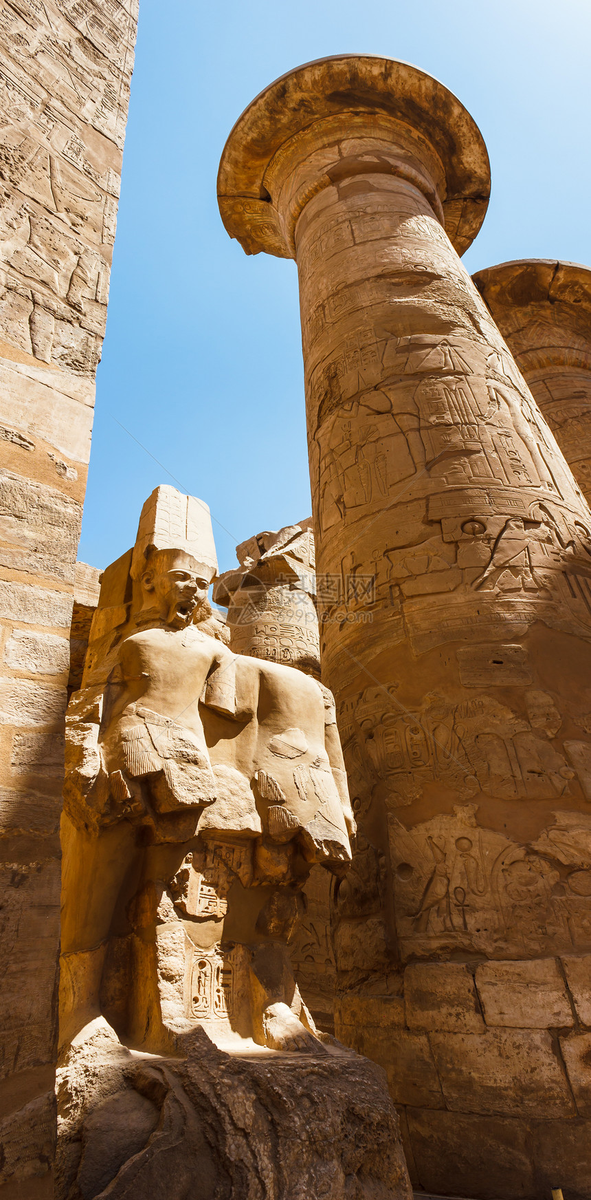埃及卡纳克寺庙古老废墟古物宗教雕像纪念碑象形旅行柱子文化考古学上帝图片