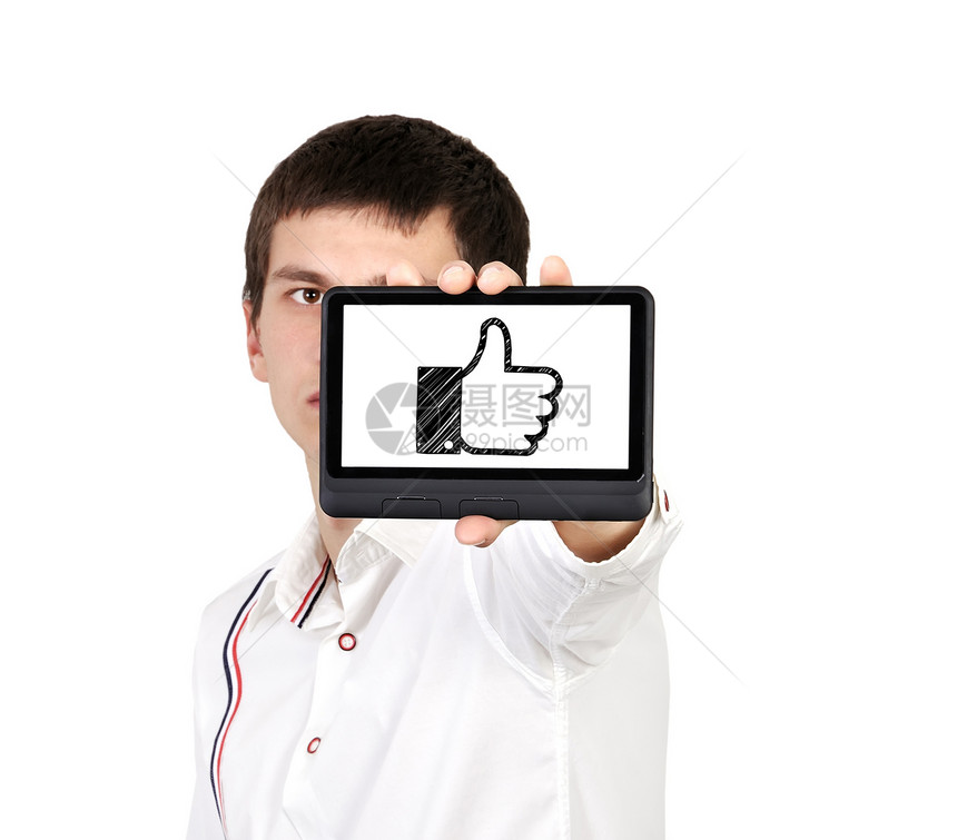 具有类似符号的平板男性创造力电脑互联网监视器技术通讯屏幕展示黑色图片