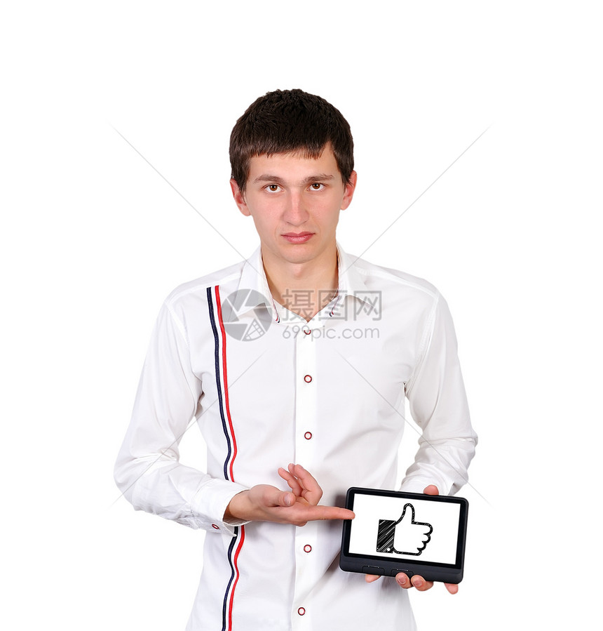 具有类似符号的平板青少年通讯监视器工具黑色白色互联网老板成人男性图片