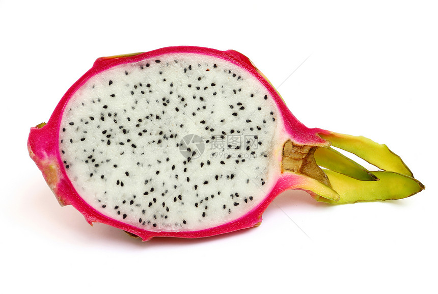 在白色背景上孤立的龙果粉色宏观水果种子食物活力热带饮食红色营养图片