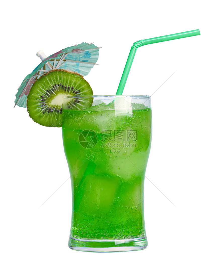 鸡尾酒食物奇异果水果热带果汁绿色白色玻璃图片