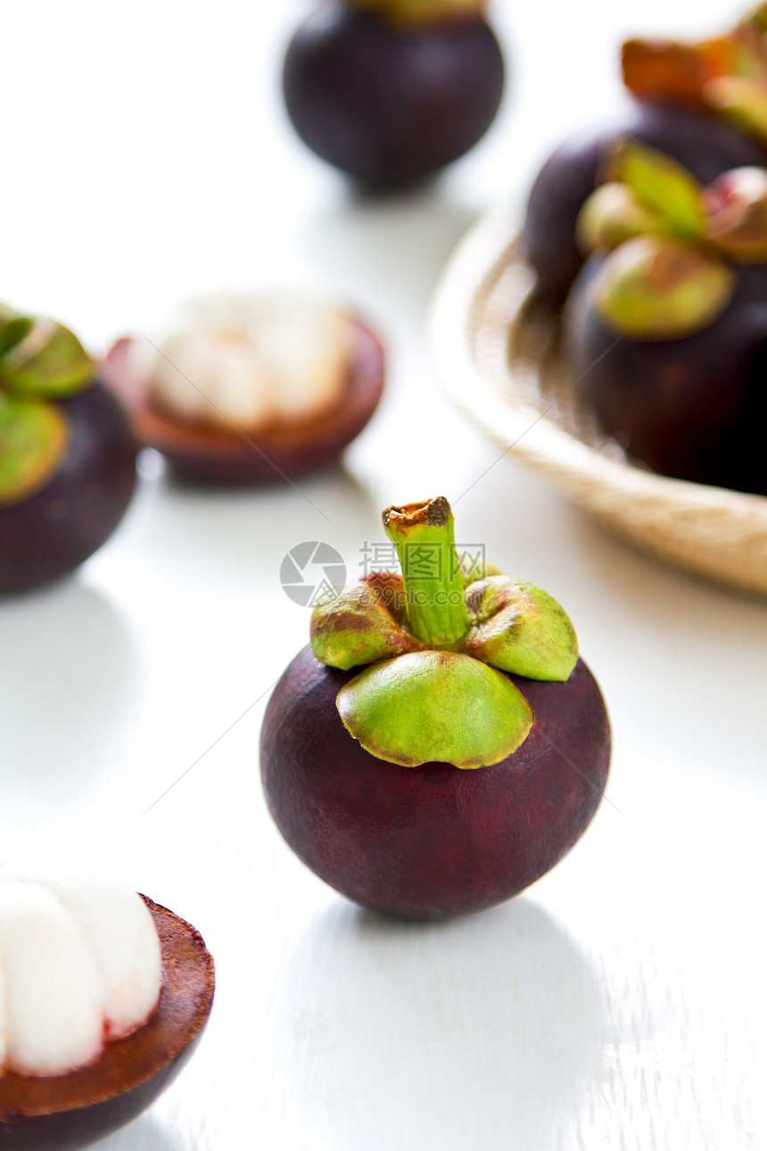 芒果白色山竹味道水果情调热带紫色饮食绿色甜点图片