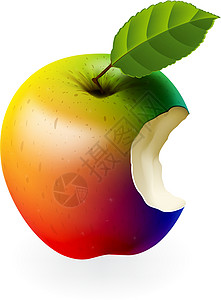 金苹果白色上孤立的彩色比特点苹果设计图片