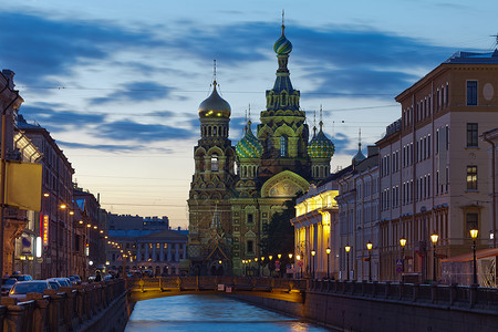 滴血救世主教堂 俄罗斯圣彼得堡旅行观光金子反射街道地标文化旅游纪念碑运河背景图片
