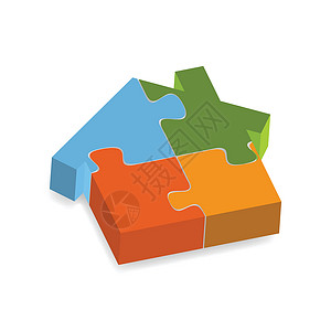 房子拼游戏闲暇白色拼图蓝色绿色建造玩具住宅财产橙子背景图片