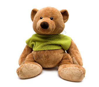 棕色的熊熊绿色毛皮棕色白色微笑礼物玩具玩具熊背景
