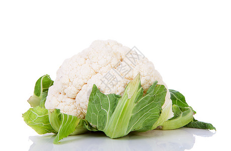 新鲜果菜花营养菜花白色食物蔬菜绿色叶子植物背景图片