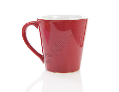 红咖啡杯陶瓷饮料杯子红色背景图片