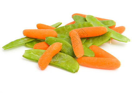 新鲜胡萝卜和雪豆萝卜绿色豆子食物蔬菜背景图片