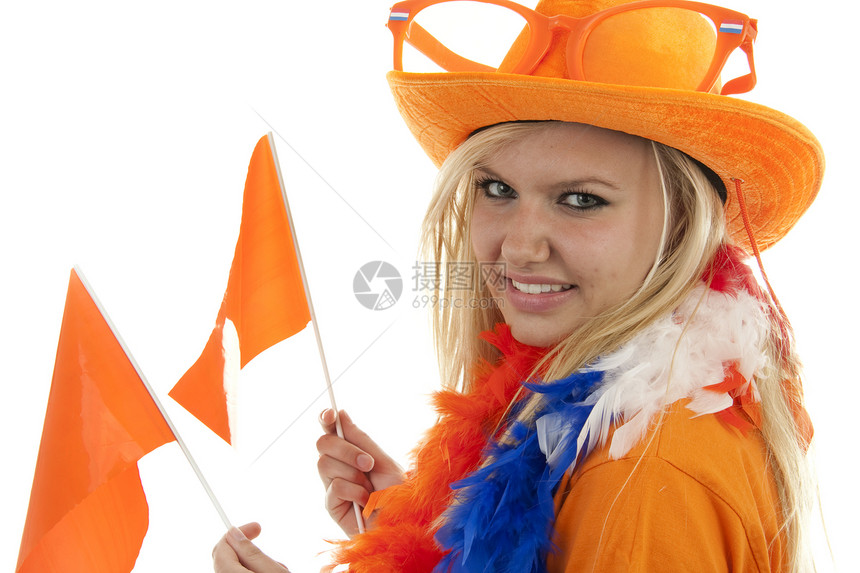 女达屈女子足球球迷运动锦标赛游戏旗帜支持者女士帽子橙子蟒蛇配饰图片