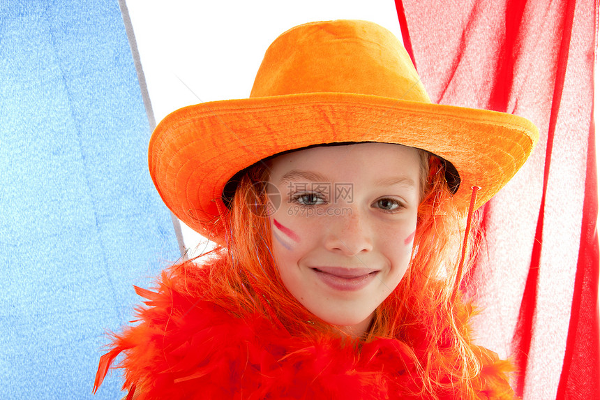 青年杜查足球支持者锦标赛帽子配饰旗帜游戏运动橙子竞赛孩子图片