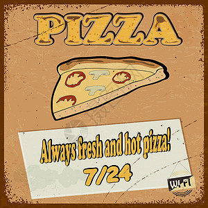 旧明信片和比萨饼披萨的图象片卡片墙纸食物邀请函框架品牌横幅贴纸图案艺术背景图片