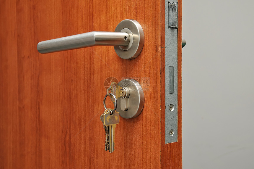 门处理器金属住宅木头办公室棕色钥匙门把手合金房间安全图片
