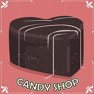 巧克力板糖果店招贴板插画