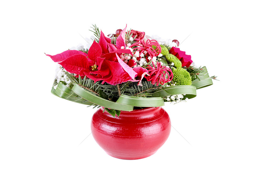 红花瓶中的花朵装饰图片