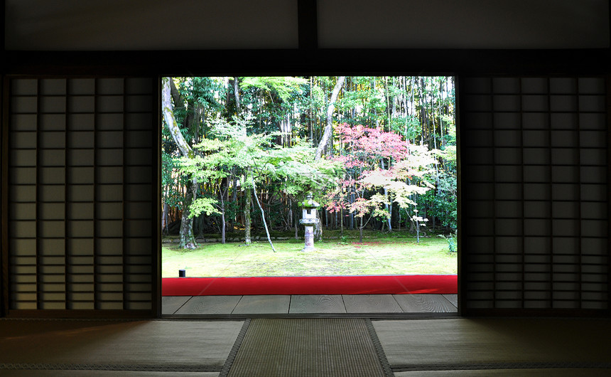日本京都九门寺庙的日本花园 日本京都图片