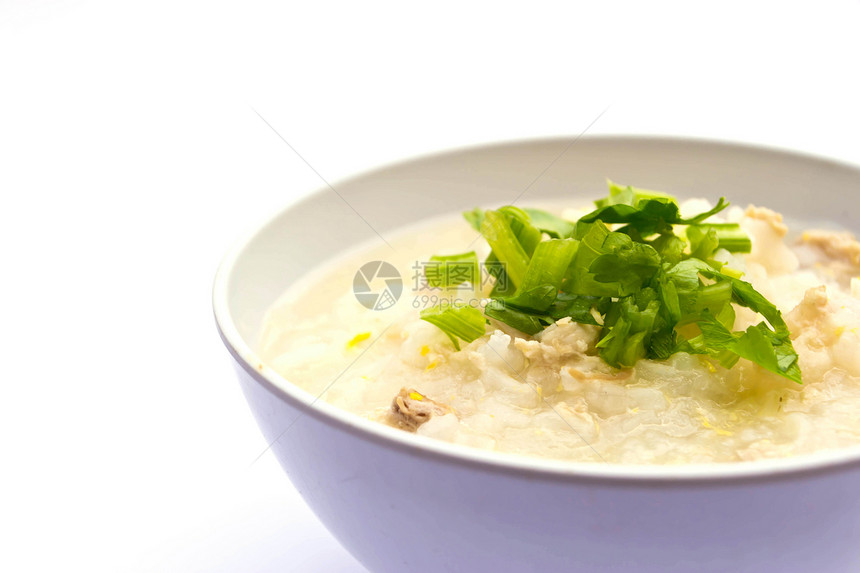 碗中传统粥粥米锅谷物黄油猪肉早餐美食餐厅玉米粮食奶油蔬菜图片