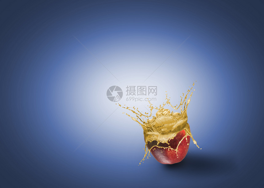 鲜汁从苹果中涌出飞溅液体饮食生活波纹果汁活力水果食物运动图片