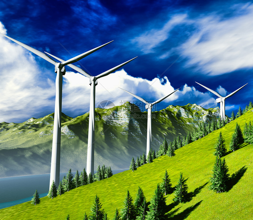 岸上风力涡轮机转子技术活力植物发电机涡轮力量公园环境生态图片