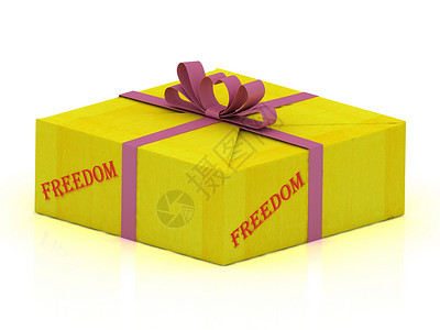 礼品盒上的FREEDOM印章高清图片