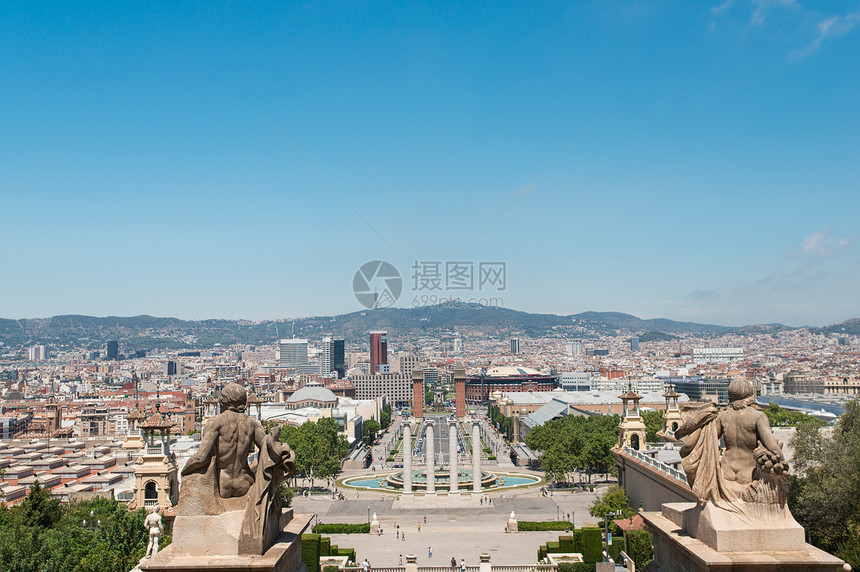 埃斯潘广场正方形建筑太阳游客旅行雕像地标景观市中心蓝色图片