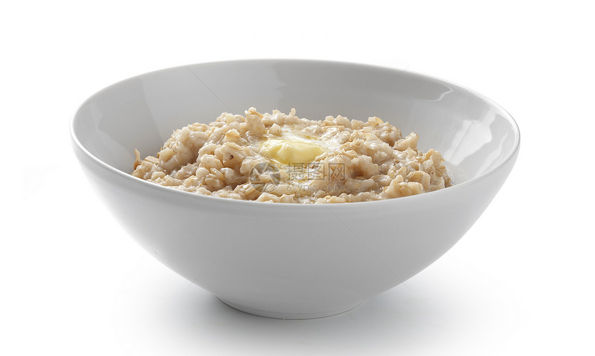 锅粥早餐黄色健康谷物饮食燕麦薄片黄油食物盘子图片