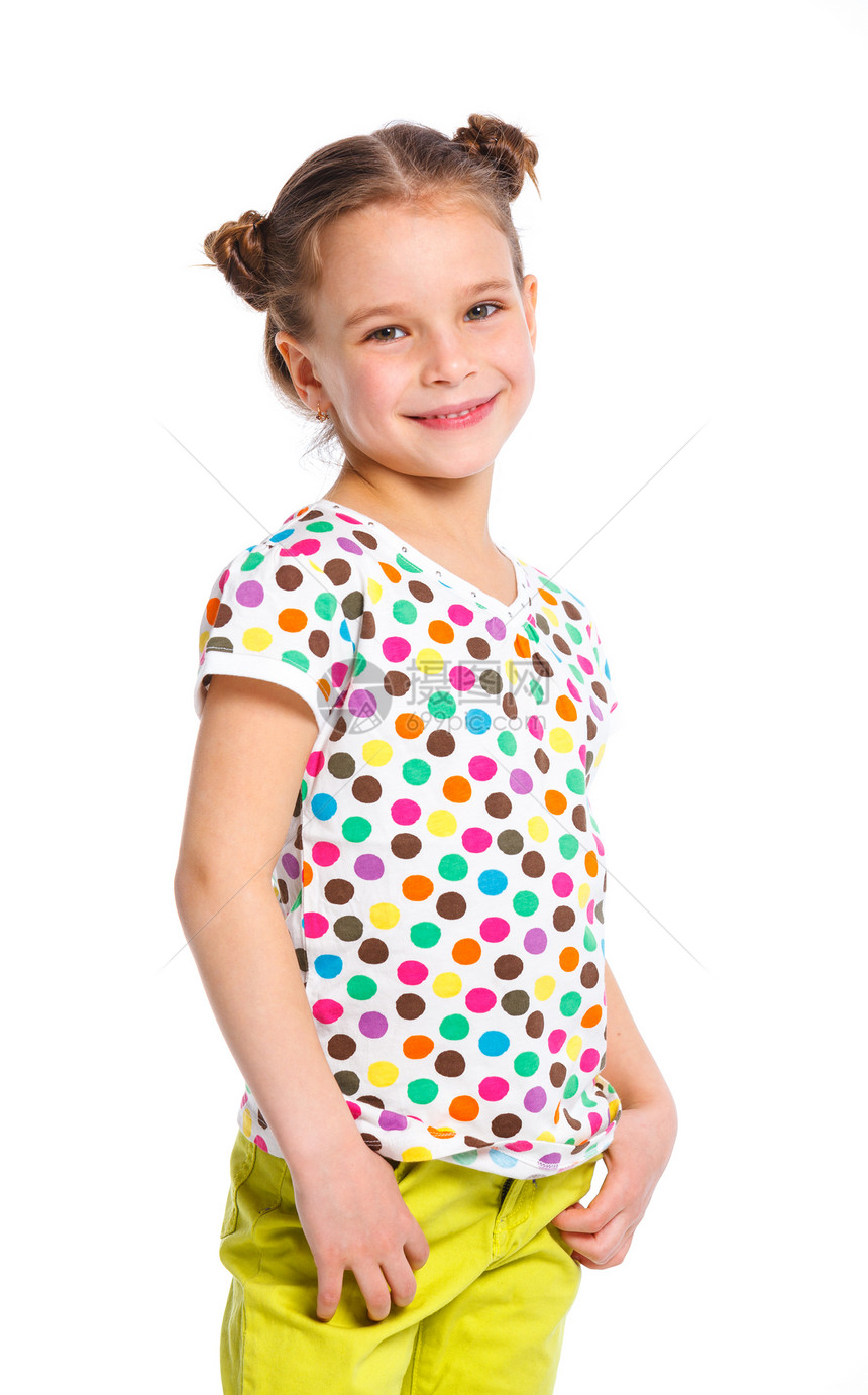 可爱小女孩的演唱室肖像魅力童年女孩高跟鞋美丽女性工作室孩子白色衣服图片
