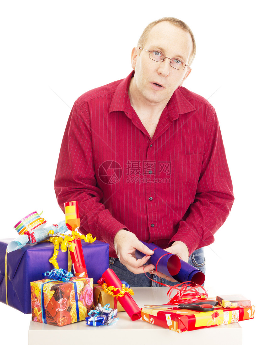 人包装一些彩色礼品打包机包装纸进步工作礼物男人仪式新年派对销售图片