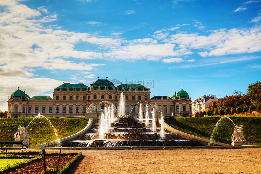 奥地利维也纳贝尔韦代尔宫殿水池城堡旅行公园雕像建筑学花园博物馆池塘建筑图片