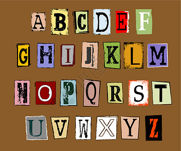 克龙格字母矢量插图涂鸦书法字体代码打字稿报纸程式化匿名收藏划痕背景图片