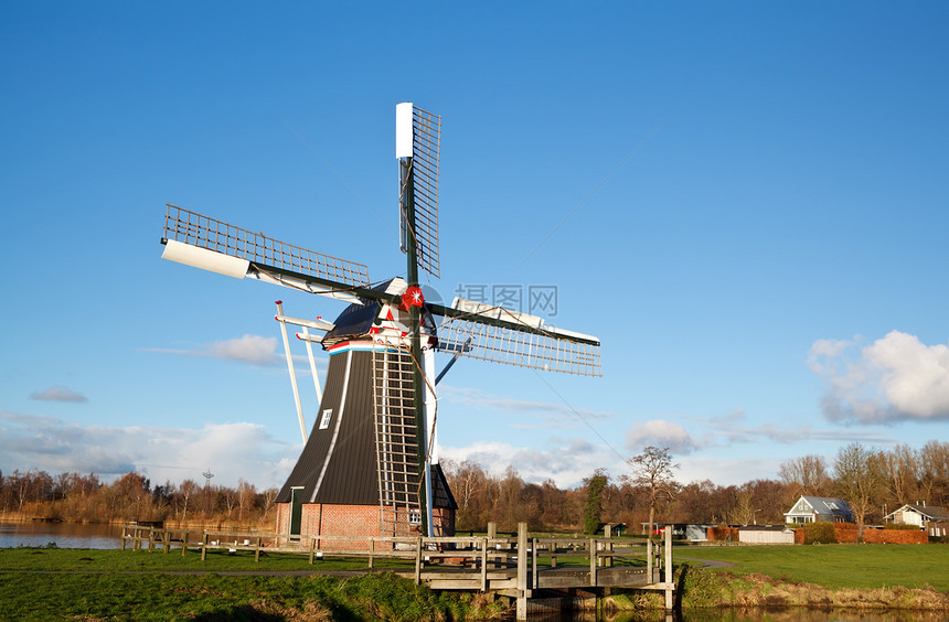 阳光明日的荷兰风车图片