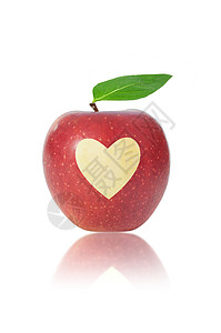 红苹果与心脏背景图片