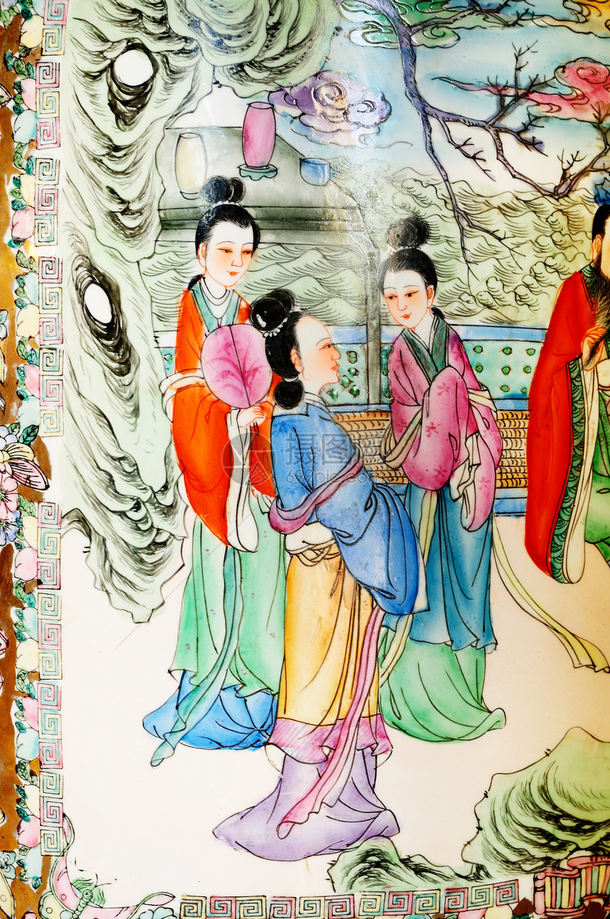 中国神庙瓷墙上古中国美术绘画图片