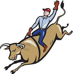 牛仔牛仔游牛骑马独奏大赛插图动物表演男性卡通片骑士奶牛艺术品男人骑术背景图片