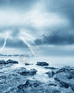 海上的暴风力量闪电海浪气氛科学海啸空气大自然宇宙危险光线高清图片素材