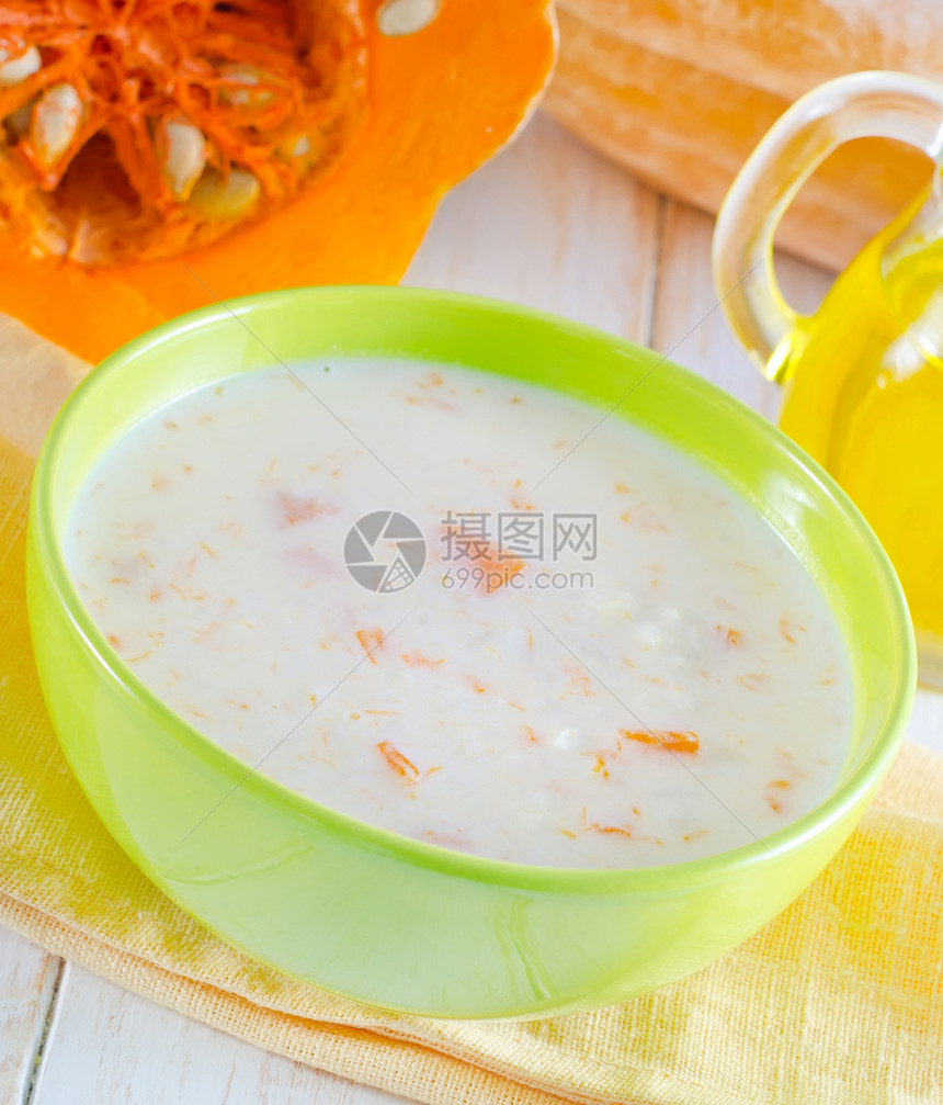 南瓜粥饮食勺子国家蔬菜陶瓷粮食农场乡村盘子牛奶图片