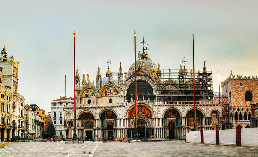 意大利威尼斯圣马尔科广场分数英石旅行正方形地标景观大教堂建筑学城市教会图片