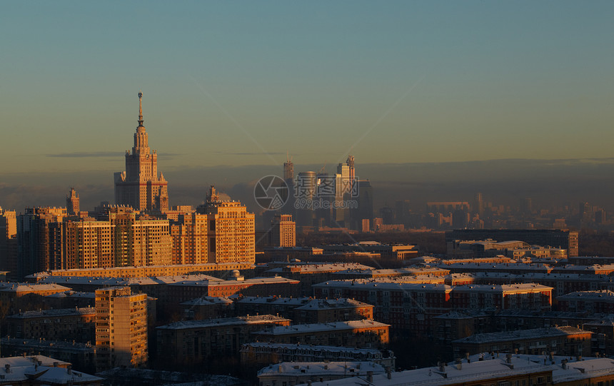莫斯科之夜摩天大楼亮度地标大学建筑学天空街道主义天线建筑图片